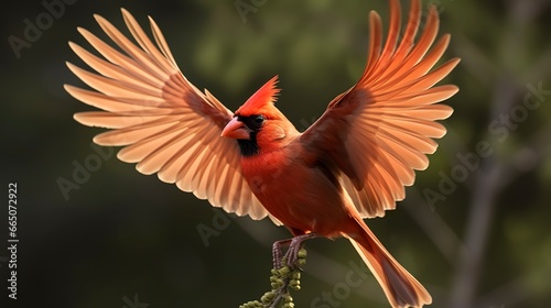 Northern Cardinal coming in for a landing. © Moinul