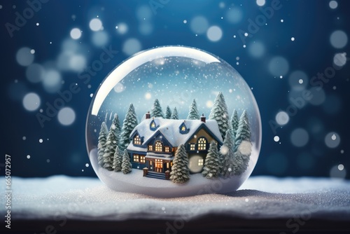 Glass snow globe Christmas decorative design.
