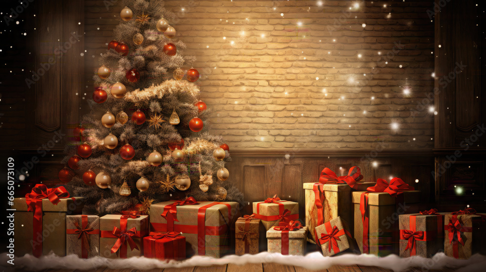 Xmas Christmas, and New Year holiday celebrations are traditional with gifts background