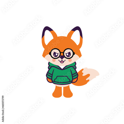 cartoon angry fox illustration with hoodie and glasses