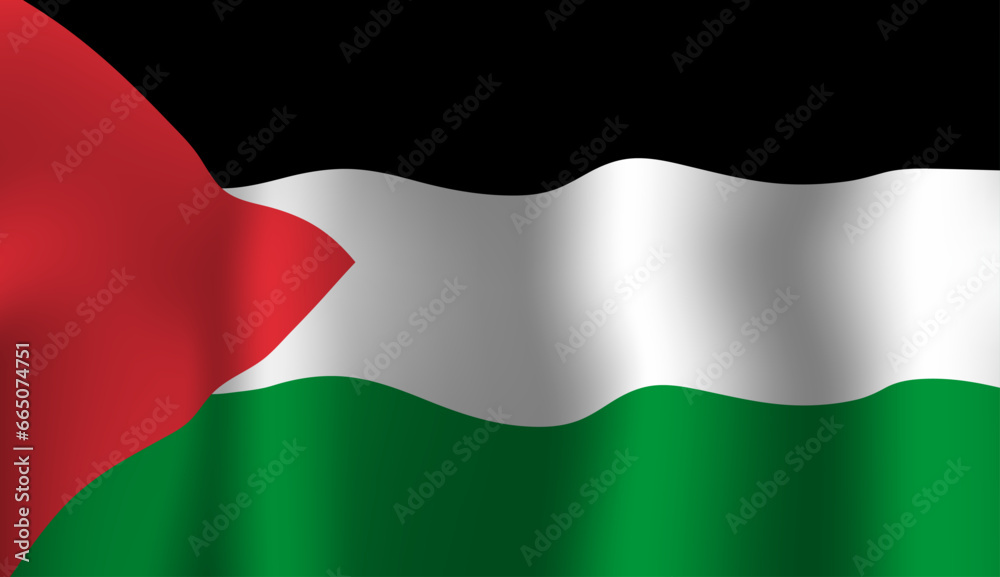 Palestine flag, moving, realistic, vector illustration. Palestine flag, moving, realistic, vector illustration.