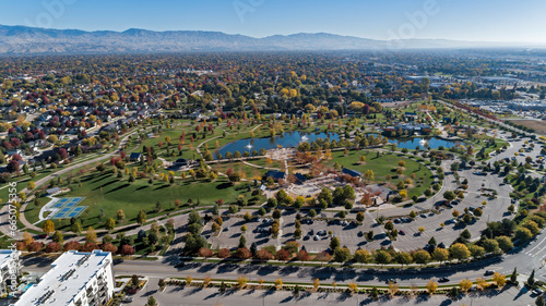 City park with ponds in Boise, Idaho