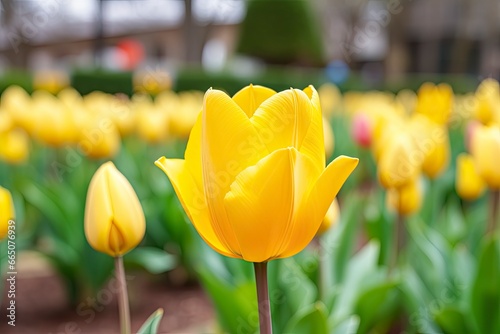 Yellow tulip in the garden.