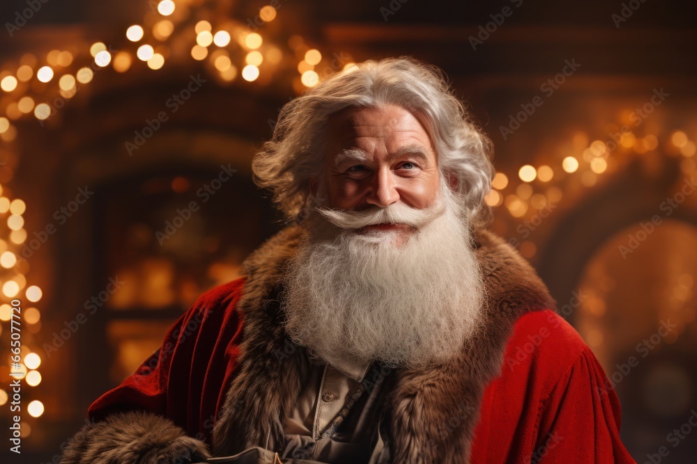 Caucasian Male Christmas Santa Setting Generative AI
