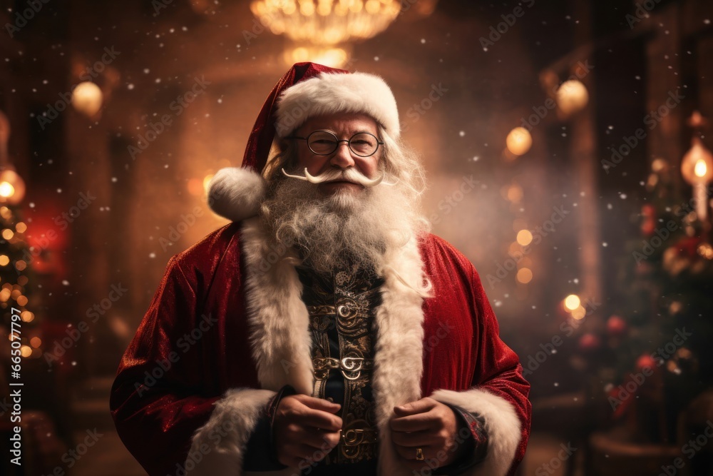 Caucasian Male Christmas St Nick Backdrop Generative AI Caucasian Male Christmas St Nick Backdrop Generative AI
