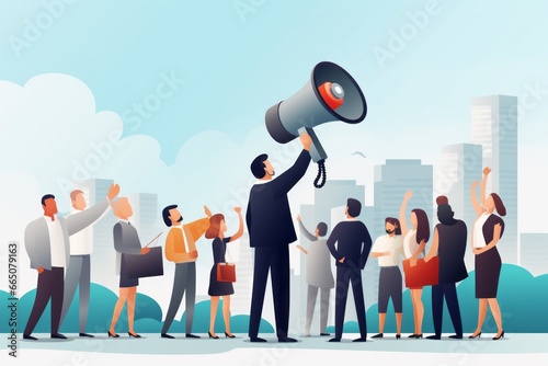 illustration image of public speaking with speakers generative ai