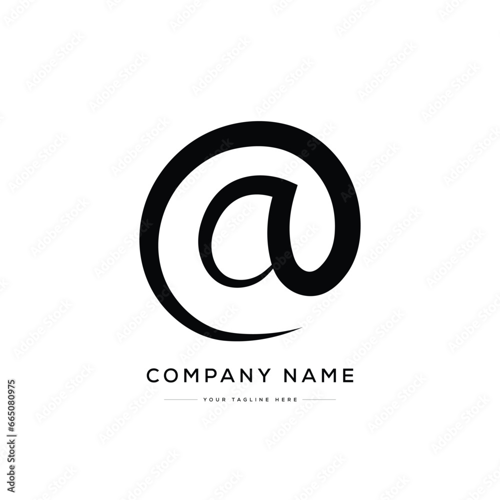 At Sign Vector. Black and White. Usable for Business. Flat Vector Design Template
