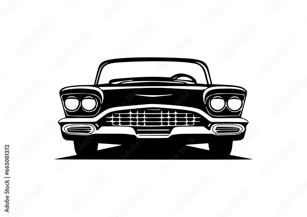 Vector Illustration of a Classic car with lines drawing for logo,icon, black and white	