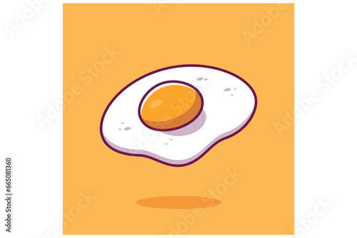Fried egg vector. Sunny Side Egg Isolated on Yellow Background