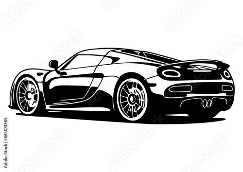 Car in doodle style. linear vector illustration 