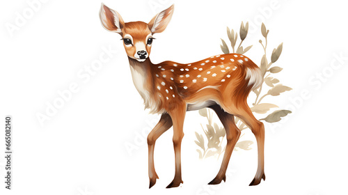Little cute deer on white background