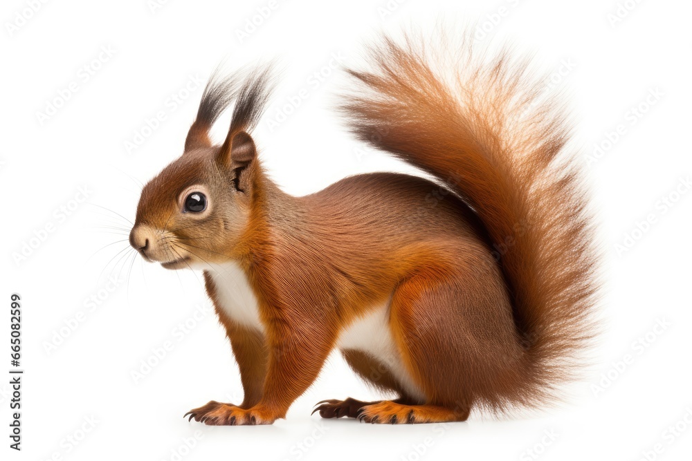 An adorable red squirrel posing on its hind legs An adorable red squirrel posing on its hind legs