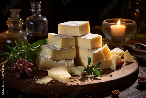 Cheese Delight ,An Assortment of Cheeses on a table