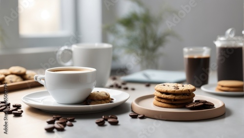 "Cozy Coffee Break: Cookies and Coffee in Minimalistic Harmony"
