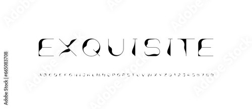 Beautiful elegant alphabet font, classic lettering perfect for logotypes, wedding invitations, alcohol labels, or fashion design, letters and numbers, vector illustration 10EPS