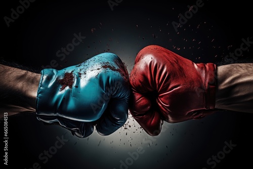 Stacked boxing gloves © pham