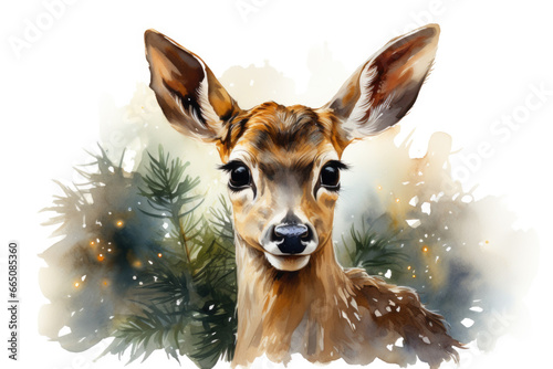 Reh mit Weihnachtsschmuck