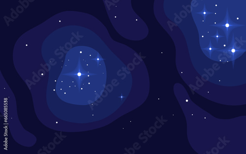 Vector space background . Cute flat style template with Stars in Outer space