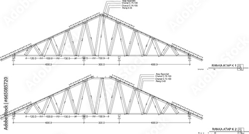 Vector sketch illustration of steel horse architectural design