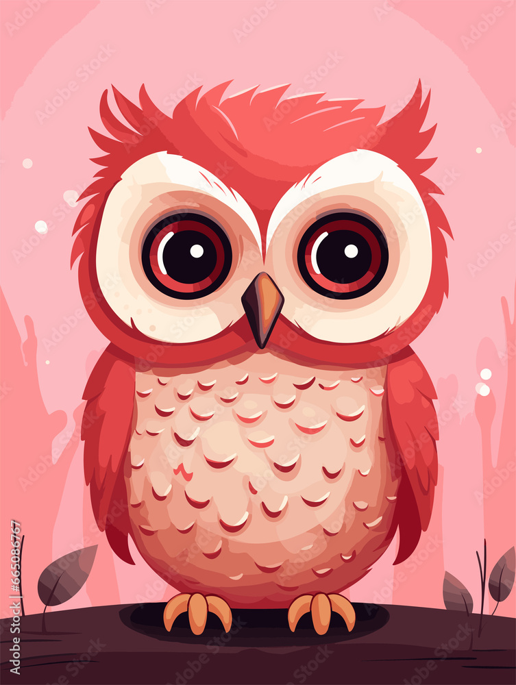 Cute owl flat vector illustration. High-resolution