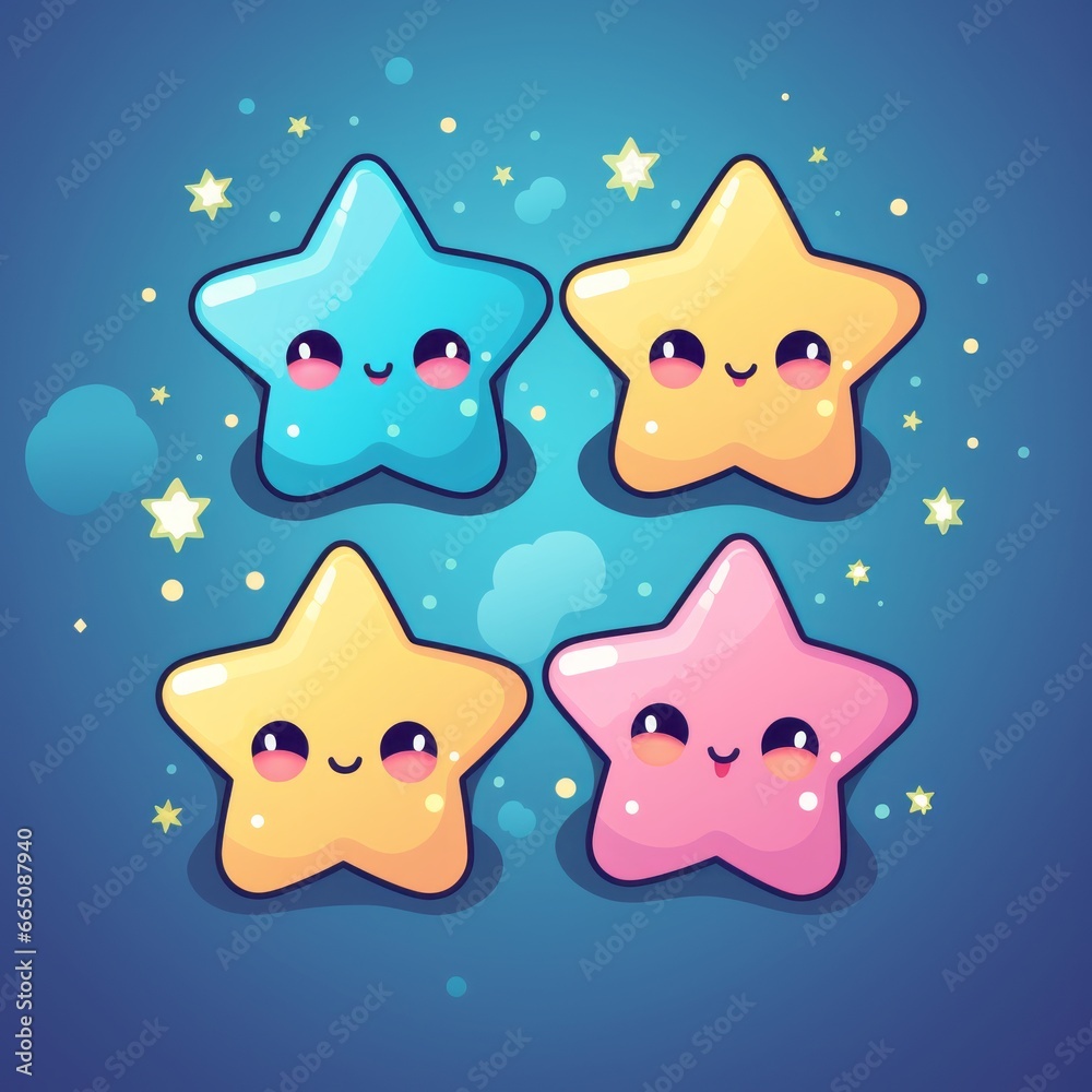 Obraz premium vector image of stars kawaii style