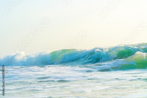 emotional of emerald sea waves in winter
