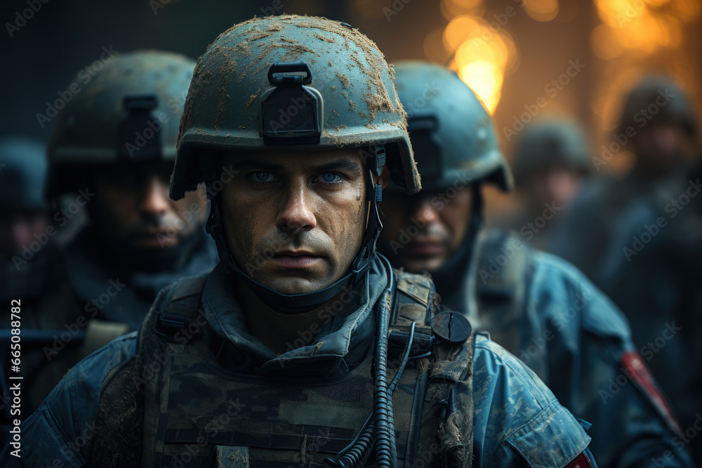 Soldiers from different nations participating in a peacekeeping mission, promoting global stability. Concept of peacekeeping efforts. Generative Ai. Soldiers from different nations participating in a peacekeeping mission, promoting global stability. Concept of peacekeeping efforts. Generative Ai.