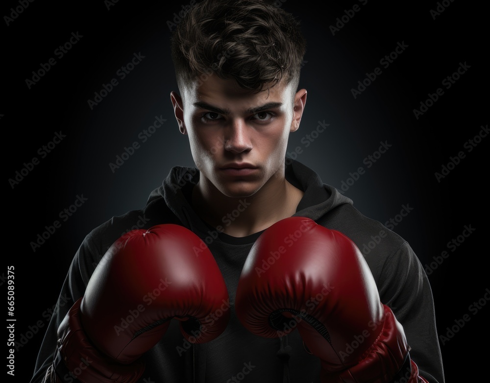A male athlete ready for a boxing match