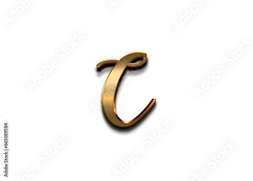 Gold 3D – letter C of the alphabet in capital letters on isolated white background.