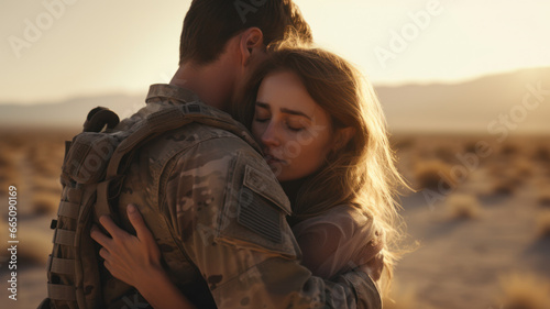 Emotional Military Homecoming Hug