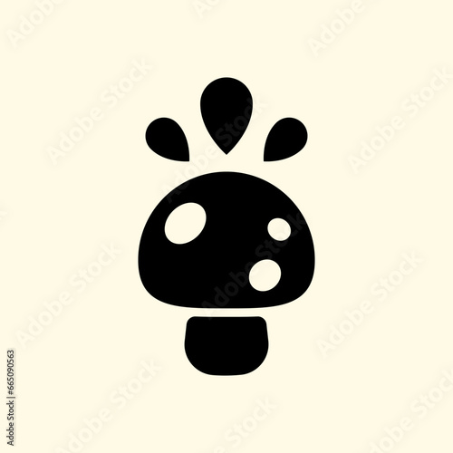 An abstract sign of a mushroom with liquid on top. Isolated Vector Illustration