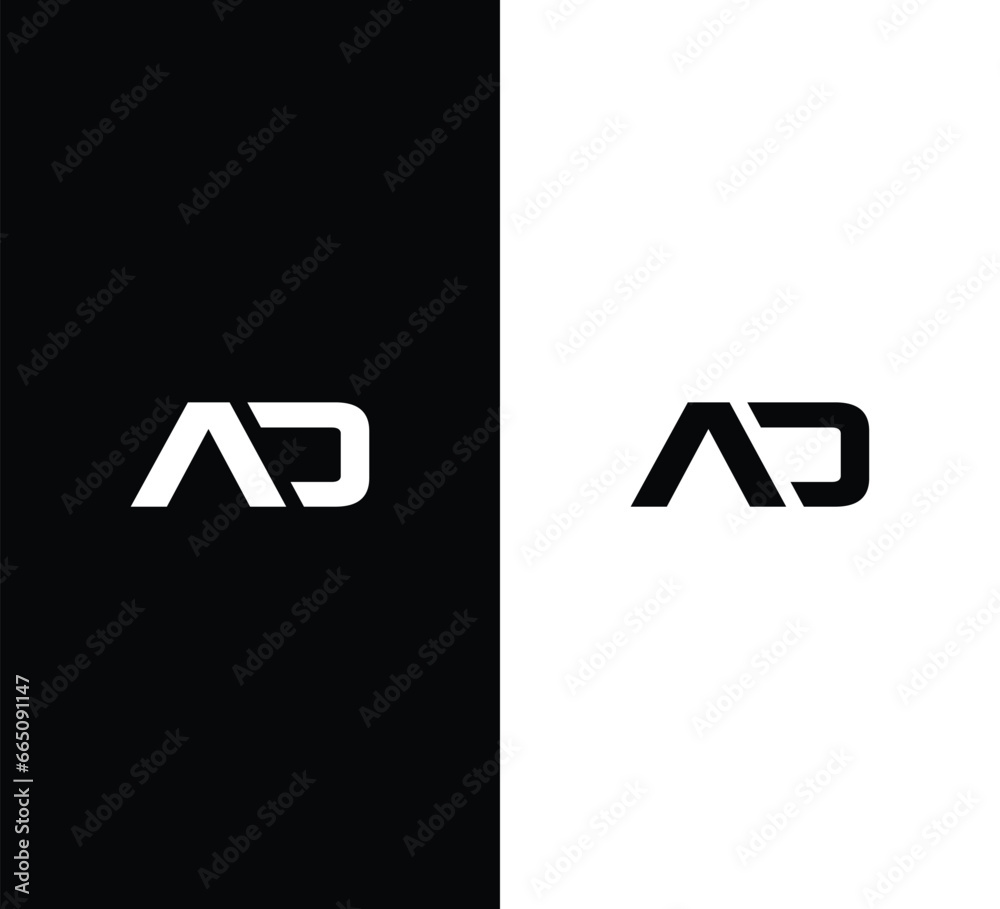 Monogram Letter AD Logo Design. Black and White Logo. Usable for ...
