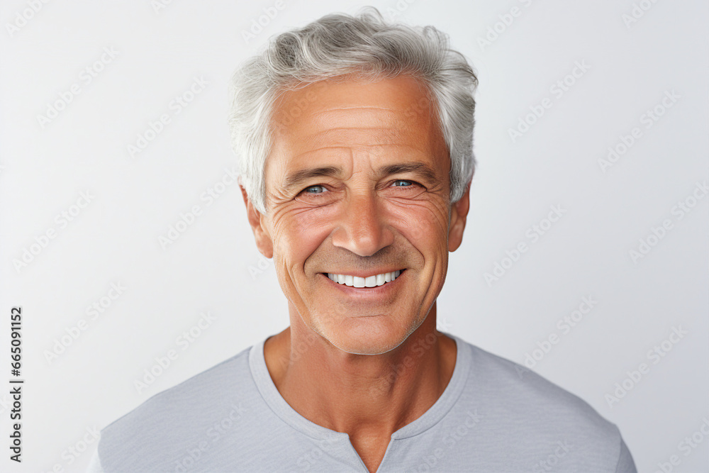 Portrait of handsome man with bright smile veneers after dentist isolated on white background Portrait of handsome man with bright smile veneers after dentist isolated on white background