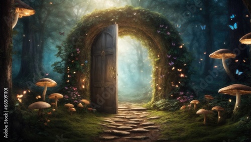 "Portal to Enchantment: A Magical Doorway in the Enchanted Forest"
