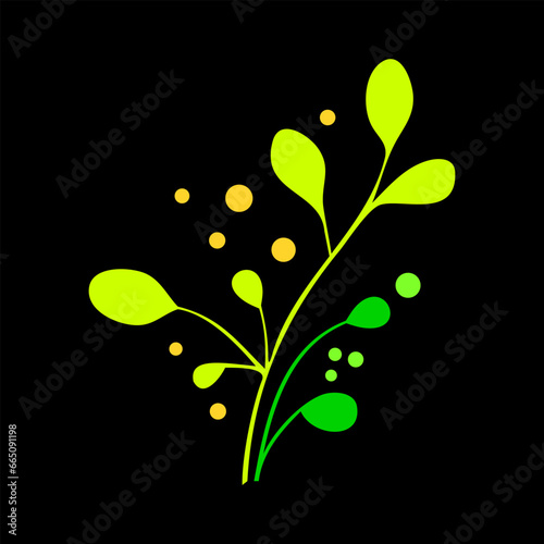 Green ornament isolated on black background, ready for retouch design.