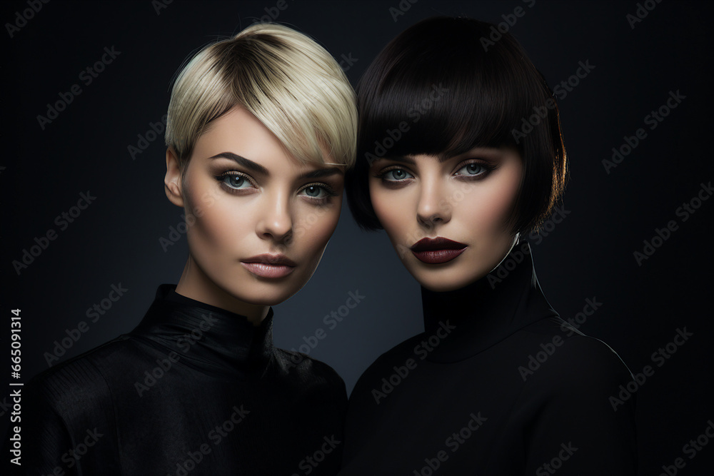 Aesthetic photography generative AI of same sex couple together fashion beauty models in magazine Aesthetic photography generative AI of same sex couple together fashion beauty models in magazine