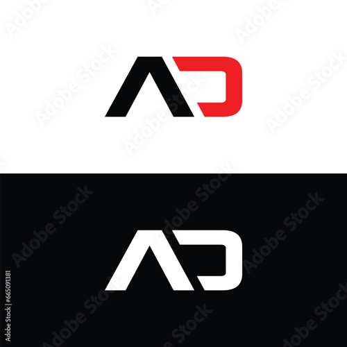 Monogram Letter AD Logo Design. Black and White Logo. Usable for Business Logos. Flat Vector Logo Design Template