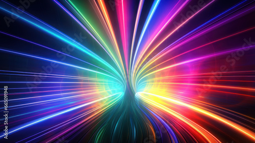 Abstract Infinity Tunnel with Neon Rainbow