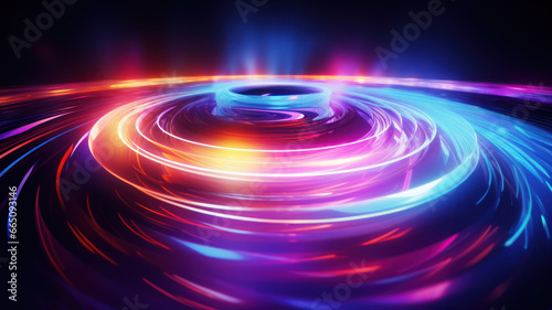 Smooth Concentric Circular Patterns with Colorful Light Streaks