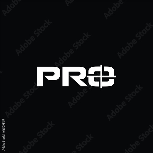 Pro Text Logo Design. Black and White Logo. Usable for Business Logos. Flat Vector Logo Design Template