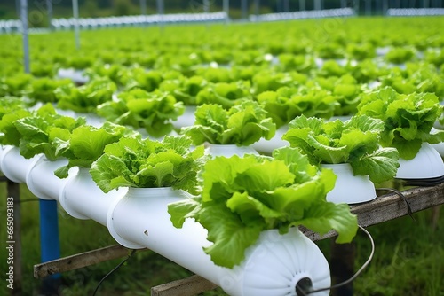 Hydroponic lettuce growing.