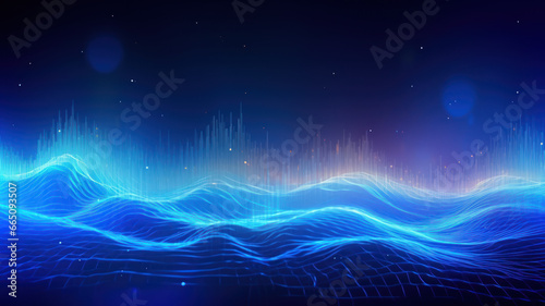 Blue Futuristic Data Wave Background