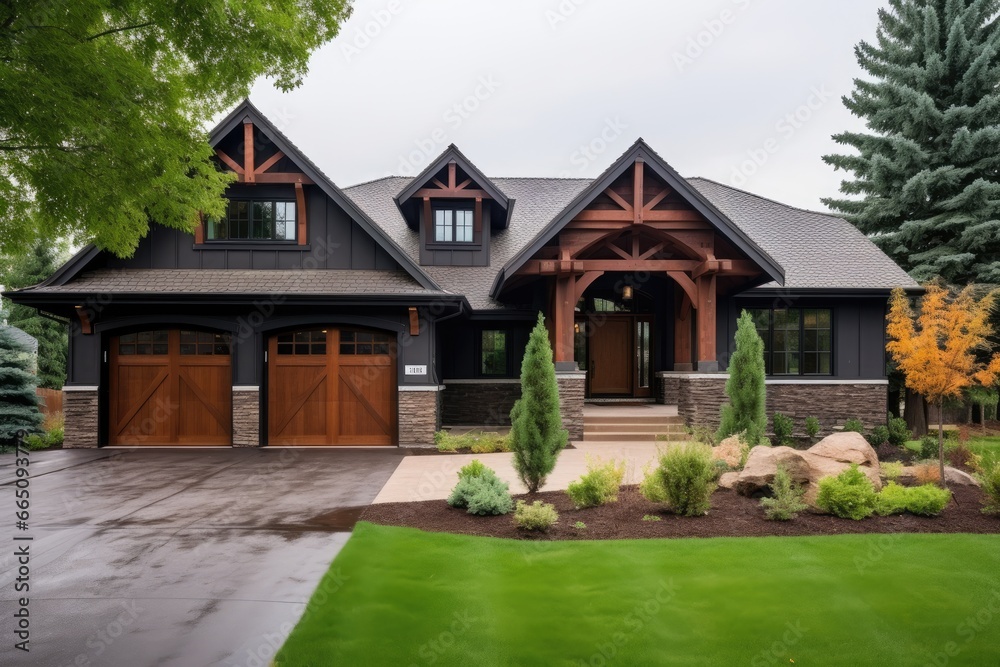 A spacious residence with double garages and a paved driveway