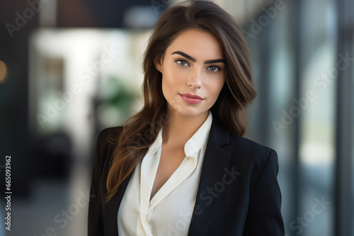 Generative AI portrait of gorgeous office worker young female woman business meeting