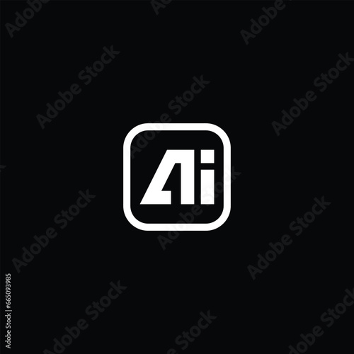 Letter AI Logo Design. Black and White Logo. Usable for Business Logos. Flat Vector Logo Design Template