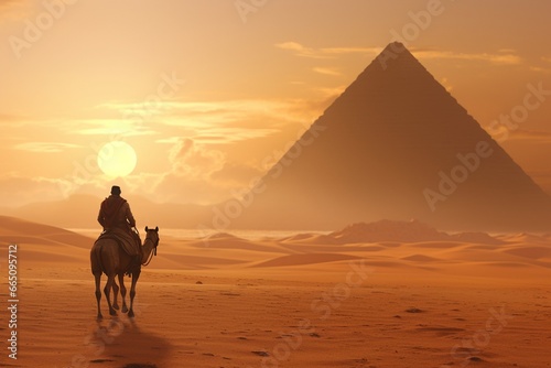 Camels and Pyramids at Sunset  A Glimpse of Ancient Egypt