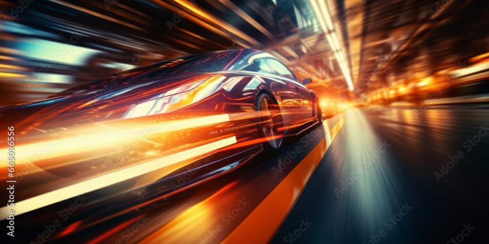 Motion blurred car light tracks in the tunnel Motion blurred car light tracks in the tunnel