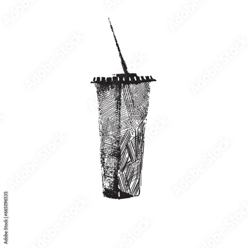 Soda hand drawn sketch illustration, soda drink.Illustration for restaurant or cafe menu. Vintage food sketch.
