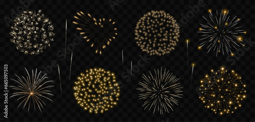 Gold fireworks set, golden fireworks collection