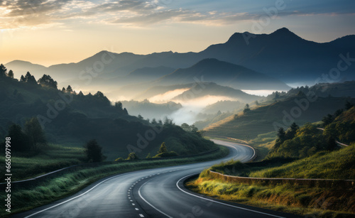The empty winding mountain road © kalafoto